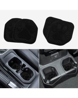 Auovo Auto Cup Holder Inserts Coaster Fit For 2018-2023 Wrangler Jl Jlu 2020-2023 Gladiator Accessories Jt Cup Mat Pad Interior Decoration(4 Pcs Kit)(Black)