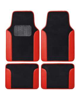 Bdk Red All Weather Heavy Duty Car Floor Mats Interior Liners For Auto Van Truck Suv, Heavy Duty All Weather Protection, Fits Front Rear