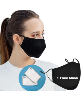 3 Layer Cloth Face Mask With Filter Without Valve, 2 Carbon Filters, Reusable Washable, Easy To Breathe, Nose Wire & Adjustable Straps