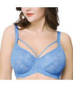 Hsia Minimizer Bras For Women Full Coverage,Unlined Non Padded Lace Sexy Plus Size Underwire Bra For Big Breast Della Robbia Blue