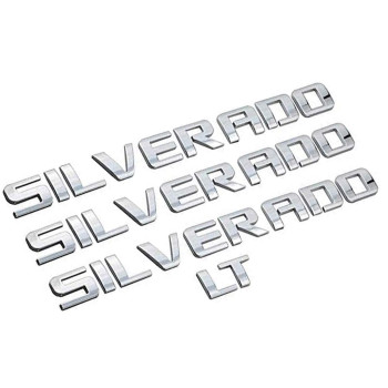 3D Raised And Strong Adhesive Emblem Letters Badge Decals Compatible For Silverado Lt 1500 2500Hd 3500Hd Accessories - Chrome Silver