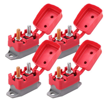 Ampper Dc 12V - 24V Automatic Reset Circuit Breaker With Cover Stud Bolt For Automotive And More (50A, 4Pcs)