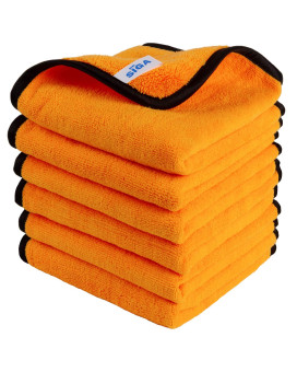 Mrsiga Professional Premium Microfiber Towels For Household Cleaning, Dual-Sided Car Washing And Detailing Towels, Gold, 157 X 236 Inch, 6 Pack
