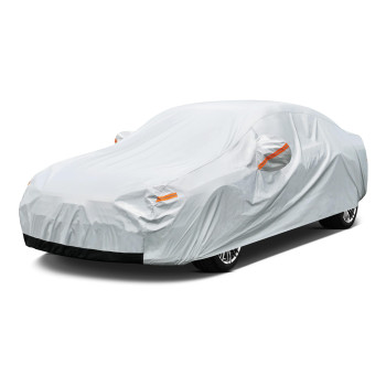 Gunhyi 6 Layer Car Cover Waterproof All Weather For Automobiles, Heavy Duty Full Exterior Cover Universal Fit Hyundai Accent, Acura Integra, Nissan Versa370Z, Audi A3 Etc (Sedan, Up To 175 Inch)