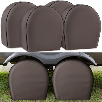 Leader Accessories 4-Pack Tire Covers Heavy Duty 600D Oxford Wheel Covers, Waterproof Pvc Coating Tire Protectors For Rv Trailer Camper Car Truck Jeep Suv Wheel, Dark Grey (Fits 29-3175)