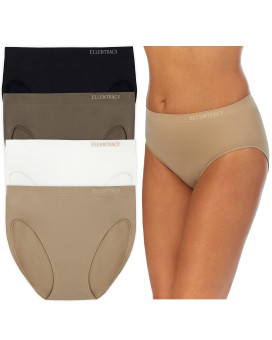 Ellen Tracy Womenas Full Brief Panties Breathable Seamless Underwear 4-Pack Multipack (Regular Plus Size) - Medium