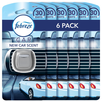 Febreze Car Vent Clip Air Freshener, New Car Scent (Pack Of 6)