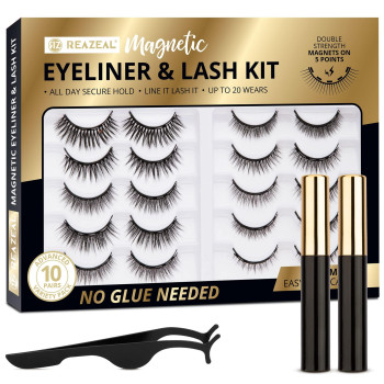 10-Pairs Magnetic Eyelashes Kit With Mirror Case Strong Magnetic Waterproof Magnetic Eyeliner Natural Look Different Lengthsdensities False Lashes No Glue Needed