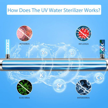 JTAPURE Ultraviolet Water Purifier Sterilizer,UV Light Water Filter for Whole House, 110V 12GPM 55W Model + 1 Extra Lamp + 1 Extra Quartz Sleeve