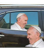 Senksll Pope Francis Car Window Cling Funny Car Sticker Window Decal For Vehicles Automotive Stickers(For Right Side) (Pope)