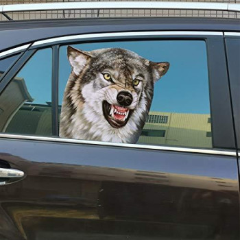 Senksll Wolf Car Window Cling Funny Car Sticker Window Decal For Vehicles Automotive Stickers(For Right Side) (Wolf)