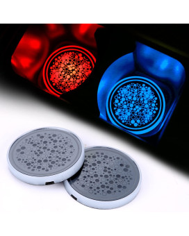 Acodablem 2 Pack Led Cup Holder Lights, Car Coaster With 7 Colors Changing Usb Charging Mat, Luminescent Cup Pad Interior Atmosphere Lamp Decoration Light