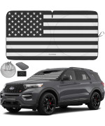 Autoamerics 1-Piece Windshield Sun Shade B&W American Flag Usa Patriotic Design - Foldable Car Front Window Sunshade For Most Sedans Suv Truck - Blocks Max Uv Rays And Keeps Your Vehicle Cool - Medium