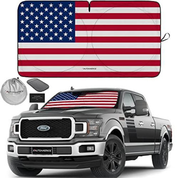 Autoamerics 1-Piece Windshield Sun Shade Original American Flag Usa Patriotic Design - Foldable Car Front Window Sunshade For Sedans Suv Truck - Blocks Max Uv Rays And Keeps Your Vehicle Cool X-Large