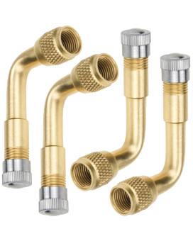 Mellbree 4-Pack Tire Valve Extension, 90 Degree Schrader Tire Valve Stem Extension Brass Adaptor Compatible For Passenger Cars, Stroller, Bicycles, Motorcycles, Trailers, Rv And Recreational Vehicles