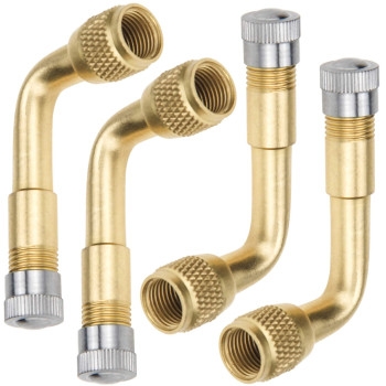 Mellbree 4-Pack Tire Valve Extension, 90 Degree Schrader Tire Valve Stem Extension Brass Adaptor Compatible For Passenger Cars, Stroller, Bicycles, Motorcycles, Trailers, Rv And Recreational Vehicles