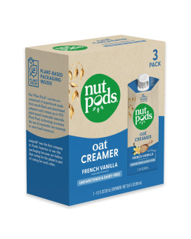 Nutpods Oat French Vanilla Creamer - Unsweetened Oat Milk Creamer - Nut-Free Non Dairy Creamer - Keto, Gluten Free, Non-Gmo, Vegan, Sugar Free, Kosher (3-Pack)