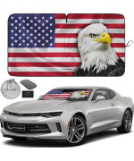 Autoamerics 1-Piece Windshield Sun Shade New American Eagle Flag Usa Patriotic Design - Foldable Car Front Window Sunshade For Sedans Suv Truck - Blocks Max Uv Rays And Keeps Your Vehicle Cool - Small