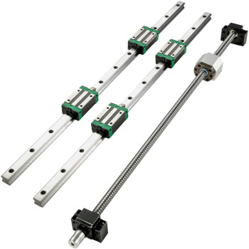 Vevor Linear Guide Rail, 2Pcs Hgr20-1000Mm Linear Slide Rail + 1Pcs Rm1605-1000Mm Ballscrew With Bf12Bk12 Kit, Coupling, Slide Blocks Linear Guide Rail Set For Diy Cnc Routers Lathes Mills