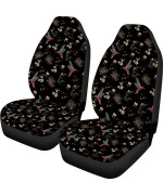 Toaddmos Floral Hummingbird Seat Covers For Car, Universal Stretchy Cars Front Seat Protectors Cover, Women Car Accessories Decoration Saddle Blanket For Bucket Seat, Set Of 2