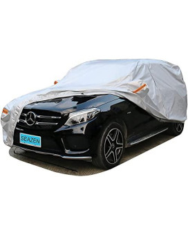 Seazen Suv Car Cover Waterproof All Weather, Outdoor Car Covers For Automobiles With Zipper Door, Hail Uv Snow Wind Protection, Breathable Oxford Cloth Universal Full Car Cover(Length 191 To 200)