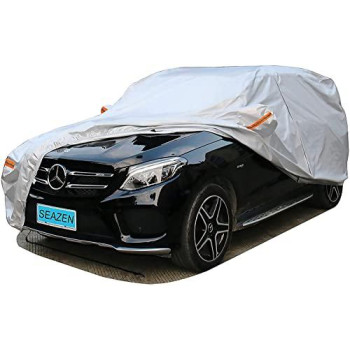 Seazen Suv Car Cover Waterproof All Weather, Outdoor Car Covers For Automobiles With Zipper Door, Hail Uv Snow Wind Protection, Breathable Oxford Cloth Universal Full Car Cover(Length 191 To 200)