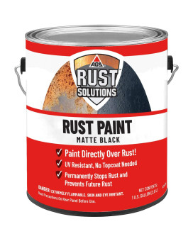 Ags Rust Solutions Apply Over Rust Paint For Stopping Rust And Preventing From Spreading, Uv Resistant, All In One Application, Permanently Stop Rust, Matte Black Finish, 1 Gallon