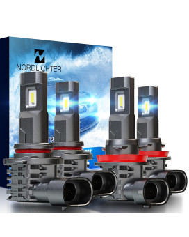 N Nordlichter 9005 H11 Led Headlight Bulbs, H8H9 Low Beam Hb3 High Beam Led Bulbs Combo, 6500K Cool White 24000Lm Super Bright Led Light For Car Conversion Kit, Pack Of 4