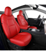 Inch Empire Seat Cover Custom Fit For Tesla Model Y Synthetic Leather Car Seat Cushion Protector For 2020 2021 2022 2023 Customized (Lichi Red Model Y)