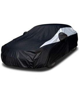 Titan Jet Black Poly 210T Car Cover For Large Sedans 203-212 Waterproof, Uv Protection, Scratch Resistant, Driver-Side Zippered Opening Fits Avalon, Xts, 6-8 And More