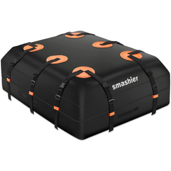 Smashier Car Rooftop Cargo Carrier Bag - 21Cubic Ft Roof Bag,100 Waterproof Military Grade Nylon Cordura Fabric, Heavy-Duty Zipper, Night Reflective Strip Anti-Slip Mat Incl For Safe Journey