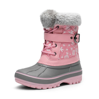 Dream Pairs Boys Girls Mid Calf Winter Warm Snow Boots Kriver-3 Pink Size 2 Little Kid