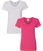 Gildan Womens Heavy Cotton V-Neck T-Shirt 2-Pack Med-White-Heleconia