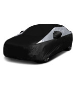 Titan Jet Black Poly 210T Car Cover For Compact Sedans 176-185 Waterproof, Uv Protection, Scratch Resistant, Driver-Side Zippered Opening Fits Corolla, Sentra, Cruz And More