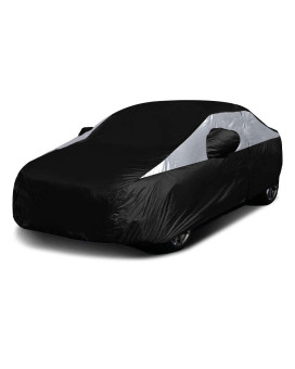 Titan Jet Black Poly 210T Car Cover For Compact Sedans 176-185 Waterproof, Uv Protection, Scratch Resistant, Driver-Side Zippered Opening Fits Corolla, Sentra, Cruz And More