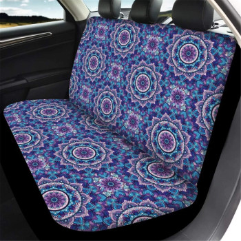 Wellflyhom Lotus Mandala Car Rear Seat Covers For Backrest Seat, Washable Non Slip Pets Dogs Split Bench Back Seat Cover Protectors Boho Purple Floral Design Universal Fit For Women