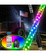 Nilight 1Pc 4Ft Spiral Rgb Led Whip Light With Spring Base Chasing Light Rf Remote Control Lighted Antenna Whips For Can-Am Atv Utv Rzr Polaris Dune Buggy Offroad Truck, 2 Years Warranty