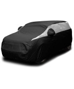 Titan Jet Black Poly 210T Car Cover For Compact Suv 170-187 Waterproof, Uv Protection, Scratch Resistant, Driver-Side Zippered Opening Fits Rav4, Rogue, Cr-V And More