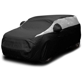 Titan Jet Black Poly 210T Car Cover For Compact Suv 170-187 Waterproof, Uv Protection, Scratch Resistant, Driver-Side Zippered Opening Fits Rav4, Rogue, Cr-V And More