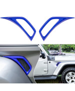 Bonbo 2Pcs Exterior Accessories Wheel Eyebrow Side Air Conditioning Vent Outlet Cover Trim For Jeep Wrangler Jl Jlu Sports Sahara Freedom Rubicon Unlimited Gladiator Jt 2018-2022 (Blue)