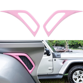 Bonbo 2Pcs Exterior Accessories Wheel Eyebrow Side Air Conditioning Vent Outlet Cover Trim For Jeep Wrangler Jl Jlu Sports Sahara Freedom Rubicon Unlimited Gladiator Jt 2018-2022 (Pink)