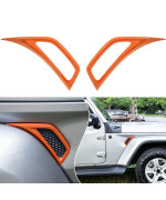 Bonbo 2Pcs Exterior Accessories Wheel Eyebrow Side Air Conditioning Vent Outlet Cover Trim For Jeep Wrangler Jl Jlu Sports Sahara Freedom Rubicon Unlimited Gladiator Jt 2018-2022 (Orange)