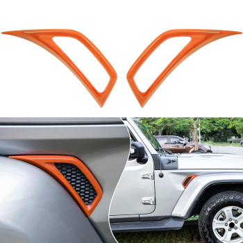 Bonbo 2Pcs Exterior Accessories Wheel Eyebrow Side Air Conditioning Vent Outlet Cover Trim For Jeep Wrangler Jl Jlu Sports Sahara Freedom Rubicon Unlimited Gladiator Jt 2018-2022 (Orange)