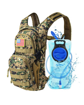 Zavothy Tactical Hydration Backpack With 2L Water Bladder For Outdoor Activities Like Hiking, Cycling, Running, Climbing, Hunting, And Biking - Camo Design