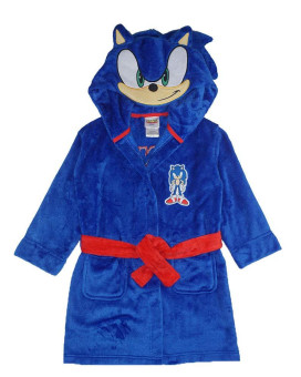 Sonic The Hedgehog Boys Costume Plush Fleece Robe, Sonic Blue, 8