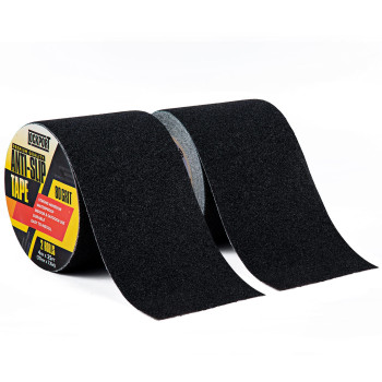 Grip Tape 2-Pack - Heavy Duty Anti Slip Tape with 80 Grit Traction - 4 in x 50 ft of Waterproof, Oil & UV-Resistant, Grip Tape for Stairs, Treads, & Ramps - Non Slip Tape for Outdoor & Indoor