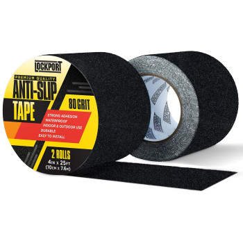 Grip Tape 2-Pack - Heavy Duty Anti Slip Tape with 80 Grit Traction - 4 in x 50 ft of Waterproof, Oil & UV-Resistant, Grip Tape for Stairs, Treads, & Ramps - Non Slip Tape for Outdoor & Indoor