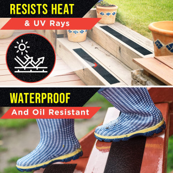 Grip Tape 2-Pack - Heavy Duty Anti Slip Tape with 80 Grit Traction - 4 in x 50 ft of Waterproof, Oil & UV-Resistant, Grip Tape for Stairs, Treads, & Ramps - Non Slip Tape for Outdoor & Indoor