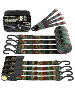 Awelcraft Ratchet Straps, 1500 Lbs Breaking Strength - Premium 4X 15Ft Tie Down Strap Set, 4X Soft Loops For Moving Appliances, Lawn Equipment, Motorcycle (Camouflage)