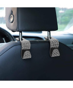 Bling Car Seat Headrest Hooks, Crystal Back Seat Hanger Storage Organizer, Sparkling Car Suv Purse Holder For Handbag Clothes Coats Grocery Bags, Handmade Decorations And Accessories For Women(Silver)